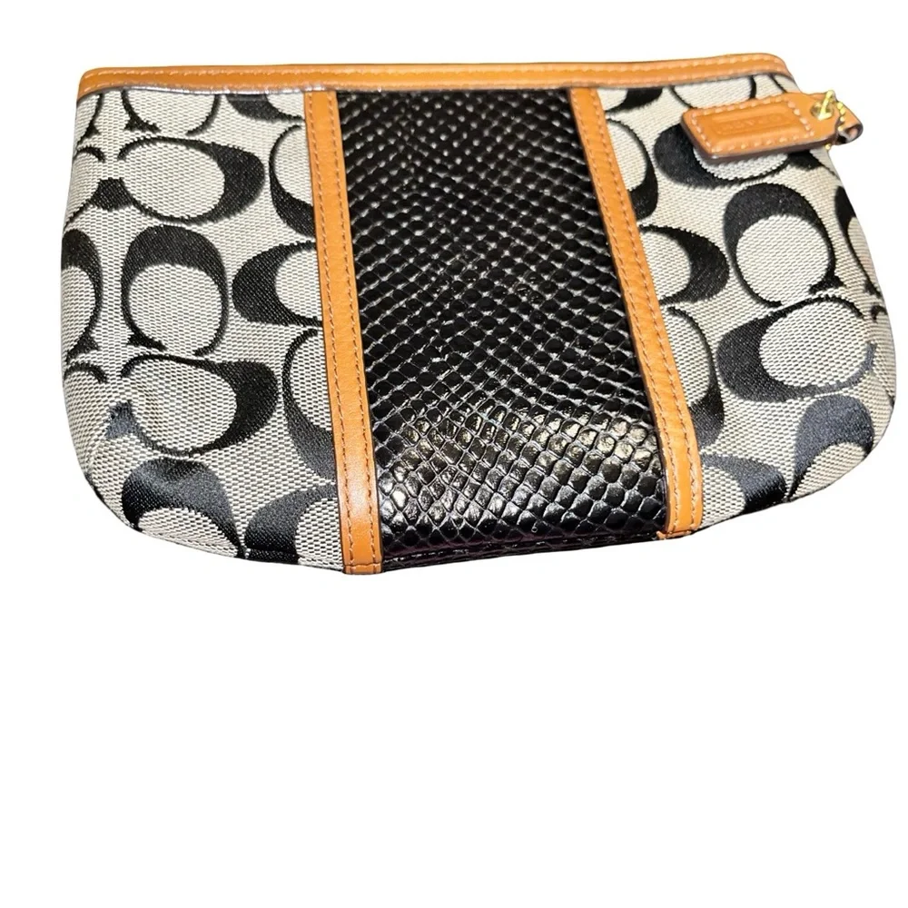 Coach Signature Wristlet in Black and Tan - Picture 3 of 4